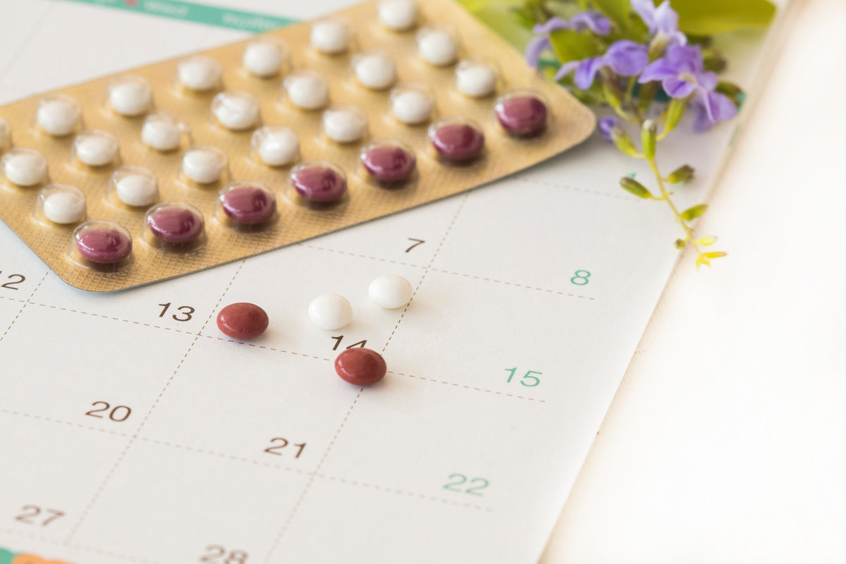 Oral contraceptive tablets on a table